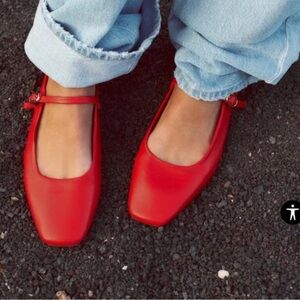 Red Zara Mary Jane flats